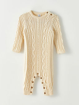 Bisiklet Yaka Uzun Kollu Erkek Bebek Triko Tulum