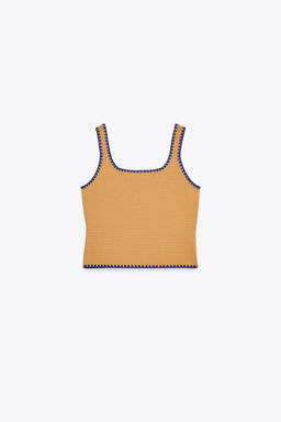 KNIT TOP WITH CONTRAST EMBROIDERY - Zara фото 9