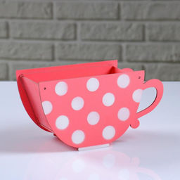 Кашпо деревянное Чашка в горошек, коралловый, 20911 см - Дарим красиво фото 3