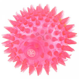 Пэт тойс (Pet toys) Игрушка для собаки Мяч с шипами д7,5см h7,5см, ПВХ, с пищалкой, светящаяся, на картоне, прозрачная, цвета в ассортименте: розовый, зеленый, желтый, оранжевый (Китай)