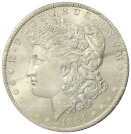 Монета 1 доллар 1884 года О США Доллар Моргана