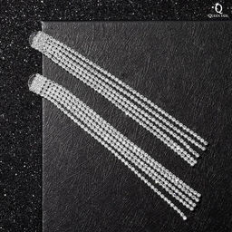 Серьги висячие со стразами Водопад прямые нити, цвет белый в серебре, 11,5см - Queen fair фото 3