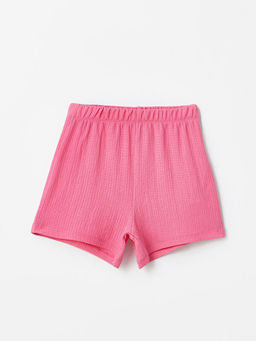 Bisiklet Yaka Bask?l? K?sa Kollu K?z ?ocuk Ti??rt ve ?ort - Waikiki фото 3