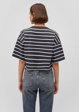 Mavi Logo Bask?l? Siyah Cizgili Crop Tisort  фото 4