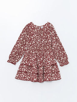 Bisiklet Yaka ?i?ekli K?z ?ocuk Elbise