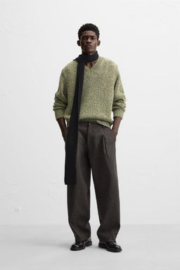 V-NECK SWEATER WITH TEXTURED WEAVE