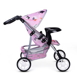 Коляская кукольная трость, металлическая, с корзиной, столиком и козырьком