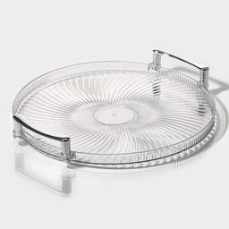 Диспенсер для напитков вращающийся Доляна, 4 отделения 1.6 л, 4 стакана 350 мл, белый