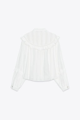BLOUSE WITH LACE TRIM AND RUFFLES - Zara фото 6