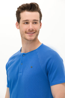 Erkek Saks Bisiklet Yaka Ti__rt