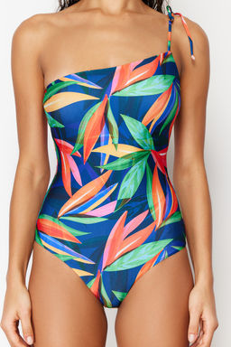 TRENDYOLMILLA Tropikal Desenli Tek Omuz Baglamal? Regular Mayo TBESS24MA00151 фото 4