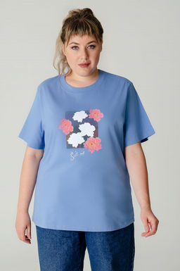 Арт. 31138 Футболка женская оверсайз 50-58 (5 шт) Цвет:Голубой - Калинка фото 12