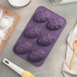 Форма силиконовая для выпечки Доляна Пасхальные яйца, 27?16,5 см, 6 ячеек (8,8?6 см), цвет МИКС  фото 2