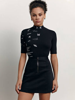 CONTE Фактурная mini-юбка А-силуэта на молнии LU 1621 black