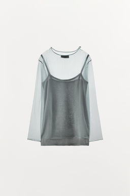 TOP SEMITRANSPARENTE PUNTO / Plomo - Zara фото 4