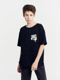 Футболка для мальчиков черная с рисунком тай-дай и печатью - Mark formelle фото 3