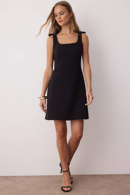 TRENDYOLMILLA Siyah A Kesim Fiyonklu Mini Dokuma Elbise TWOSS25EL00267 фото 18