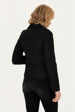 Женская черная кожаная куртка - U.s. polo assn фото 5