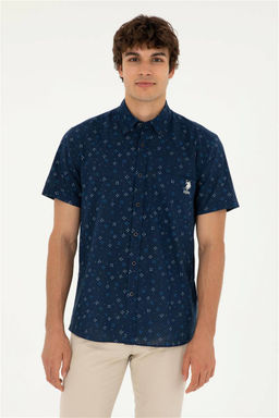 U. S. Polo Assn / Мужская темно-синяя рубашка с коротким рукавом