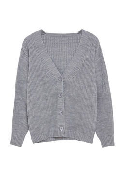 Gri Basic V Yaka Triko H?rka TWOAW24HI00383