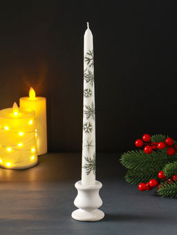 Цена за 4 шт. Свеча античная  "Снежинки" 255х22 мм, с декором