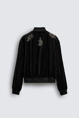 LIMITED EDITION EMBROIDERED VELVET BOMBER JACKET - Zara фото 9