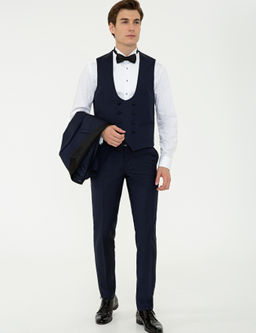 Темно-синий Ex. Slim Fit Жилет Смокинг Костюм Жениха - Cacharel фото 3