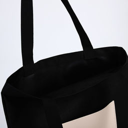 Сумка шопер NAZAMOK, карман кожзам, цвет черный, бежевый, 40*35 см  фото 5