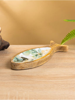 Блюдо в форме рыбки «Листья», 25.5×10×2 см, дерево манго