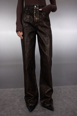 Limited Edition Cok Renkli Leopar Varak Bask?l? Yuksek Bel Wide Leg Jeans TWOAW25JE00071 - Trendyolmilla фото 15