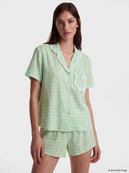 Ekose Kad?n ?ortlu Pijama Tak?m?