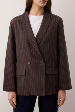 Kahverengi Cizgili Anvelop Blazer Ceket TWOAW26BC00063 - Trendyolmilla фото 5