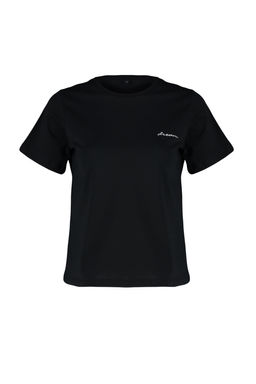 TRENDYOLMILLA Siyah 100 Pamuk Slogan Nak?sl? Regular Kal?p Orme T-Shirt TWOSS24TS00097  фото 11