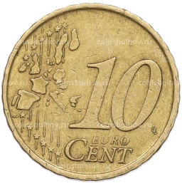 Монета 10 евроцентов 1999 года Испания
