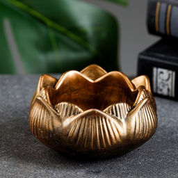 Подсвечник на 1 свечу Цветок Лотос, гипс, бронза, 8?8?4 см - Хорошие сувениры фото 2