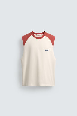 CAMISETA TANK COLOR BLOCK PUKAS SURF X ZARA / Blanco / Rojo