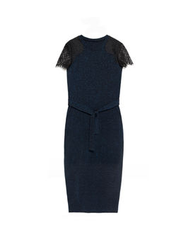 CONTE Прилегающее платье из мерцающей вискозы с кружевом LPL 1159 black-blue black-blue