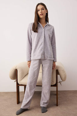Gri Galaksi Desenli K?sl?k Polar Orme Pijama Tak?m? THMAW26PT00190