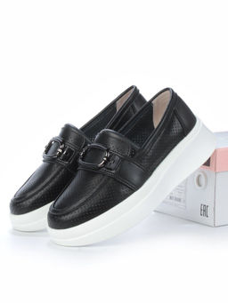 03-PDD169-6 BLACK/WHITE Полуботинки женские (натуральная кожа)