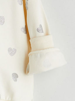 Bisiklet Yaka Kalp Bask?l? K?z ?ocuk Sweatshirt