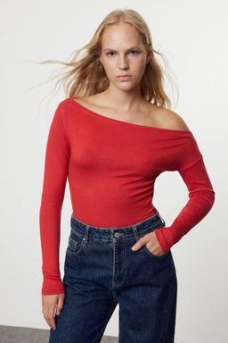 Lacivert Cizgili-Ekru Soft Touch/Yumusak Kumasl? Vucuda Oturan Esnek Orme Bluz TWOAW25BZ00063 - Trendyolmilla фото 12