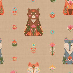Ткань для пэчворка PEPPY ЛЕСНЫЕ ЖИТЕЛИ ФАСОВКА 50 x 55 см 146 г/кв.м 5 100% хлопок