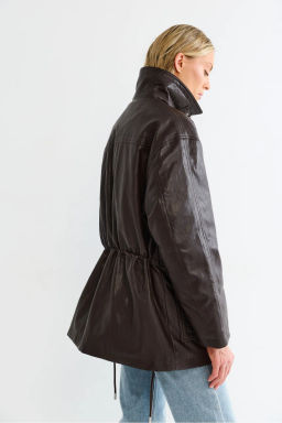 Утепленная парка из эко-кожи Brown - Erist store фото 6