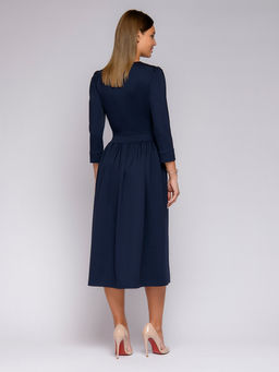 Платье синее длины миди с рукавами 3/4 - 1001dress фото 3