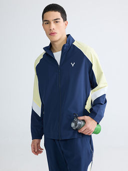 Dik Yaka Renk Bloklu Erkek Fermuarl? Sweatshirt