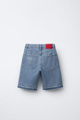 EMBROIDERED FRAYED DENIM BERMUDA SHORTS - Zara фото 2