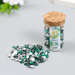 Цена за 2 шт. Декор для творчества в бутылочке Стразы. Тёмно-зелёный набор 500 шт d=0,5 см 7х2х2 см