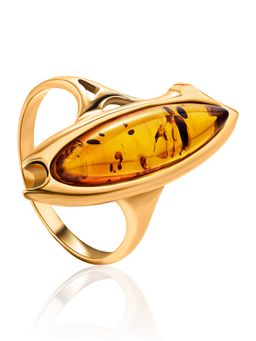 Кольцо из серебра с позолотой и коньячного янтаря Барселона