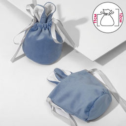 Цена за 25 шт. Мешочек бархатный Зайчик, 11x12,5см, цвет голубой