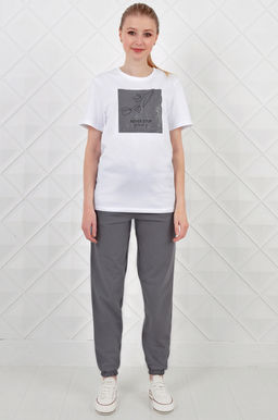 Арт. 21350 Костюм с брюками женский 44-52 (5 шт) Цвет:верх- белый, низ- бежевый - Калинка фото 9